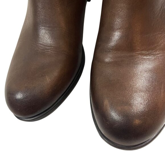 Franco Sarto boots women's 6 brown leather Marielle round toe side zip - Picture 7 of 13